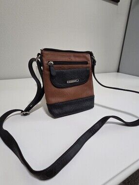 Stone & Co. Two-Tone Brown and Black Leather Crossbody Bag